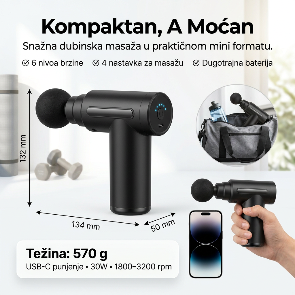 Mini Massage Gun – Bežični Masažer za Mišiće