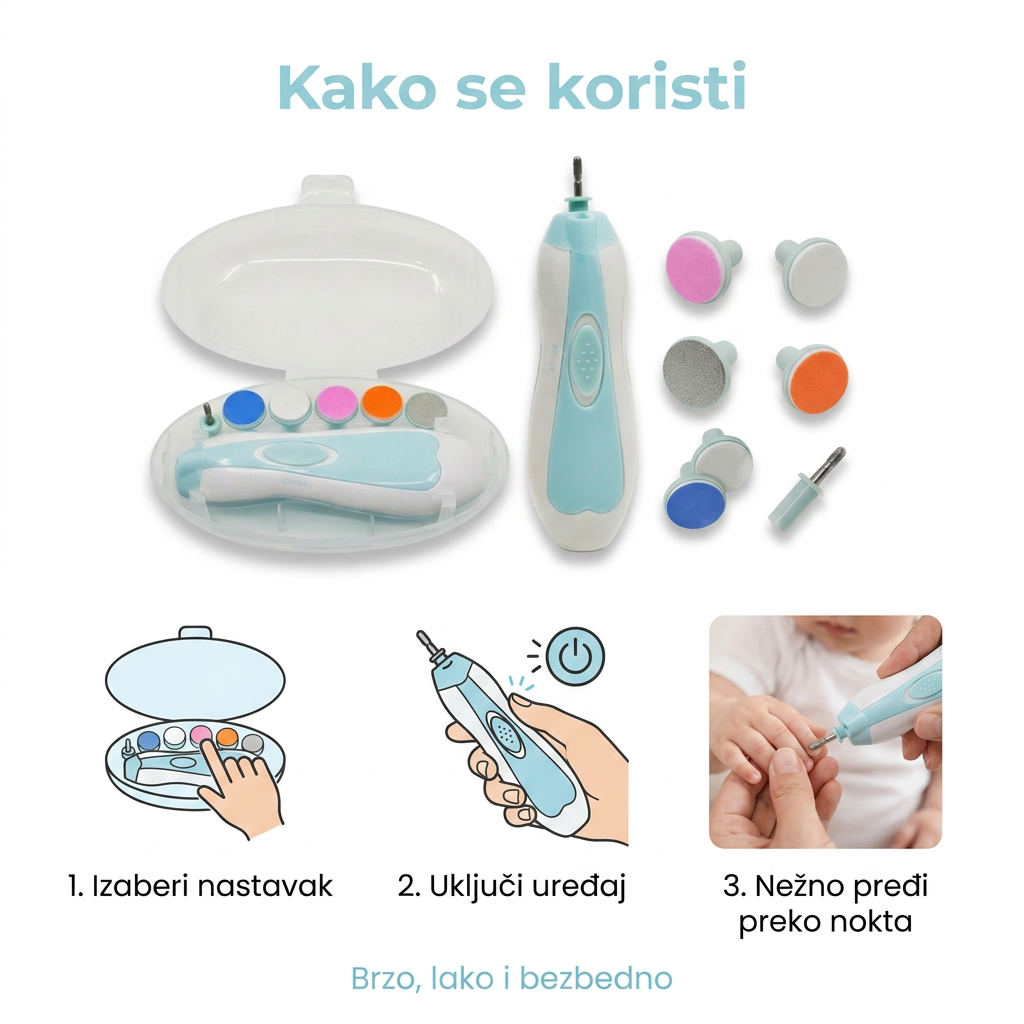 Električna Turpija Za Nokte Za Bebe – 6 Nastavaka