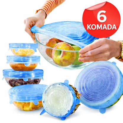 Silikonski Poklopci za Hranu – Očuvanje Svežine (6 kom)