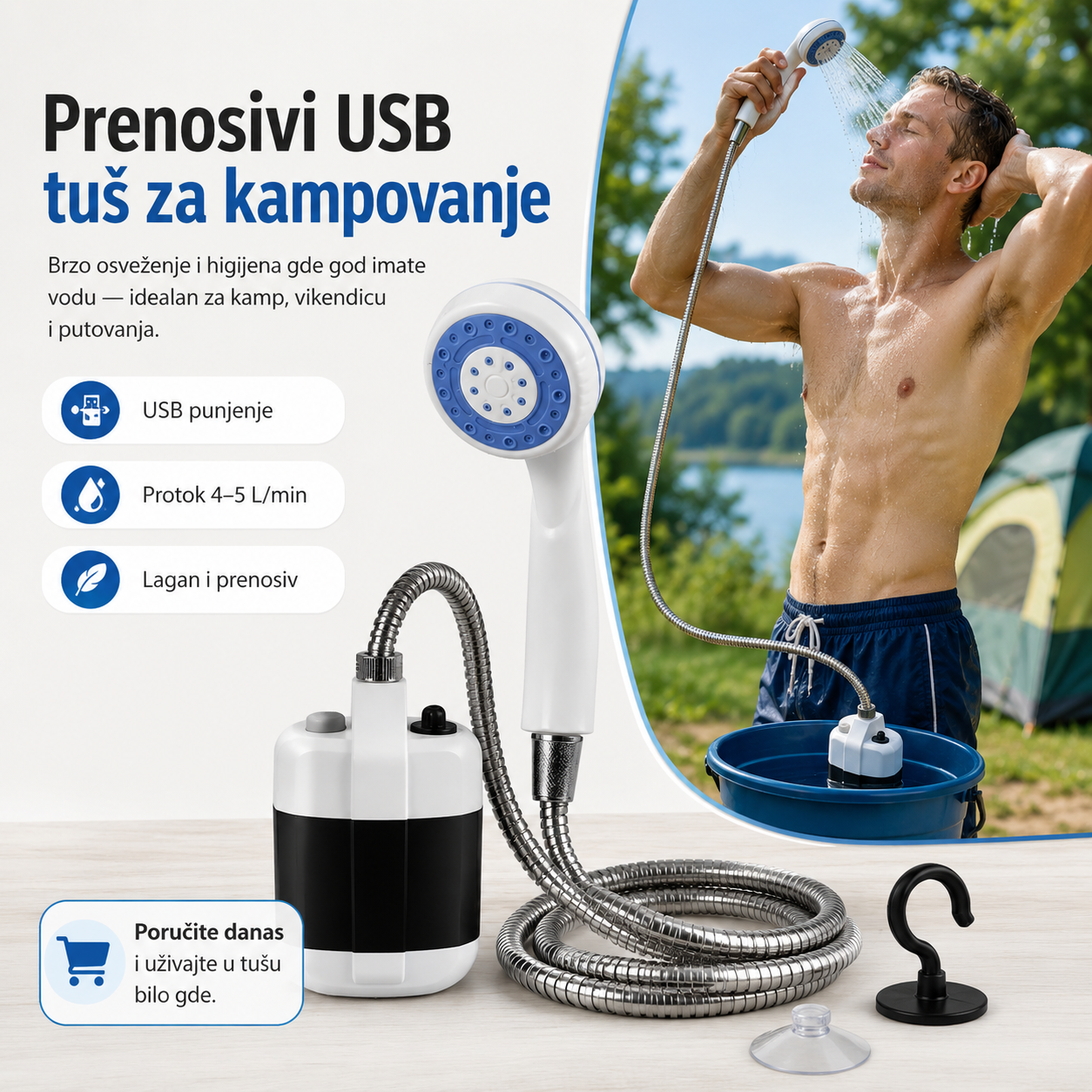 Prenosivi USB Tuš za Kampovanje