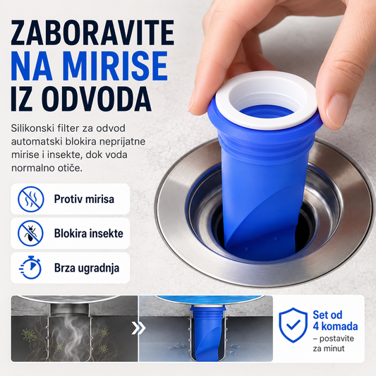 Silikonski Filter za Odvod (4 KOMADA) – Protiv Mirisa i Insekata