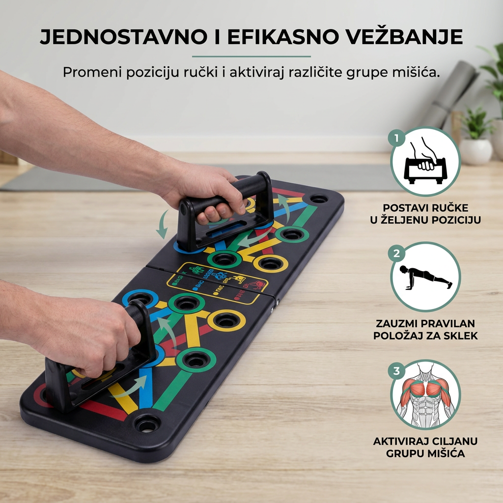 Sklopiva Tabla za Sklekove sa Podesivim Ručkama