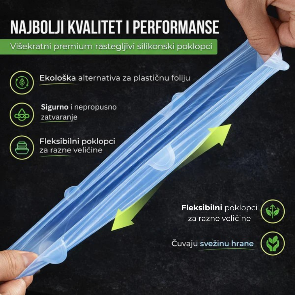 Silikonski Poklopci za Hranu – Očuvanje Svežine (6 kom)