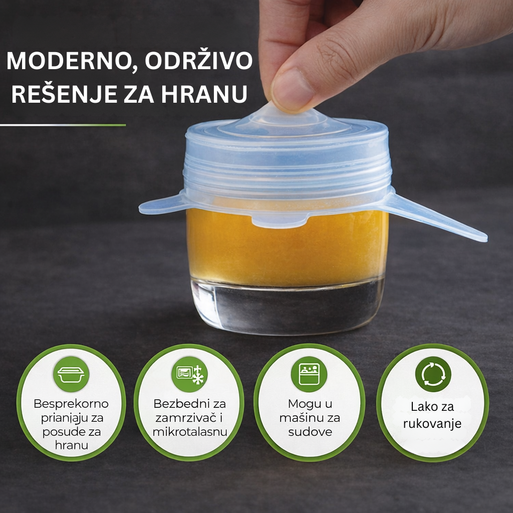 Silikonski Poklopci za Hranu – Očuvanje Svežine (6 kom)