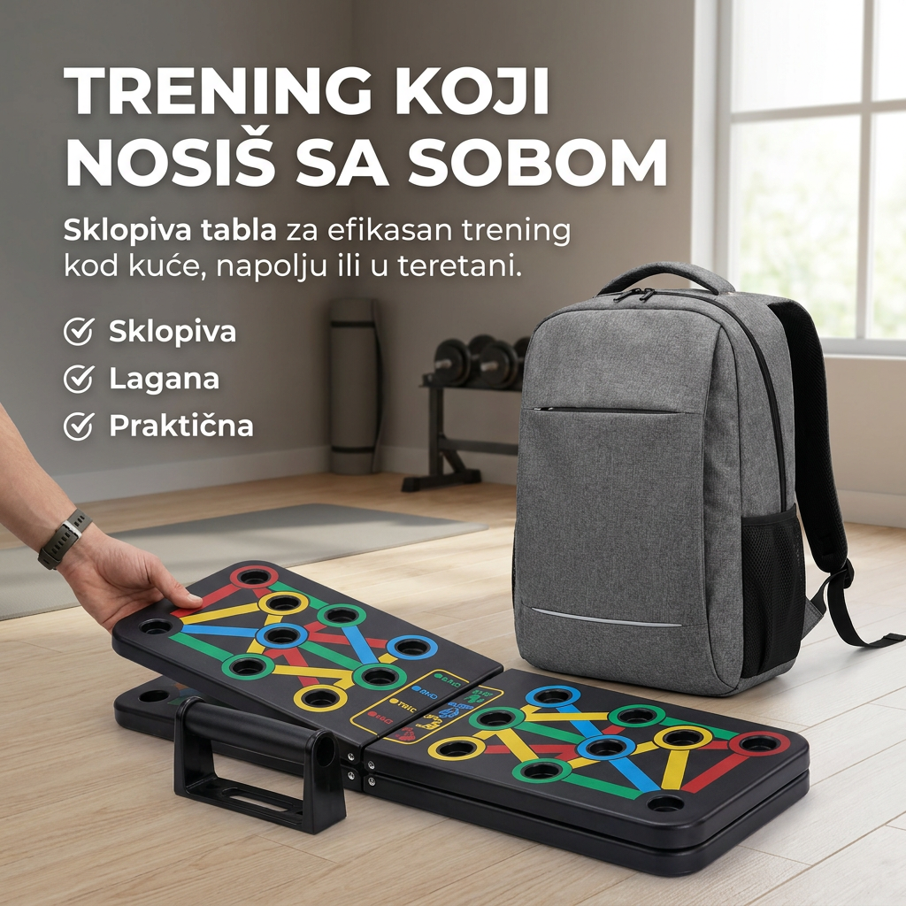Sklopiva Tabla za Sklekove sa Podesivim Ručkama