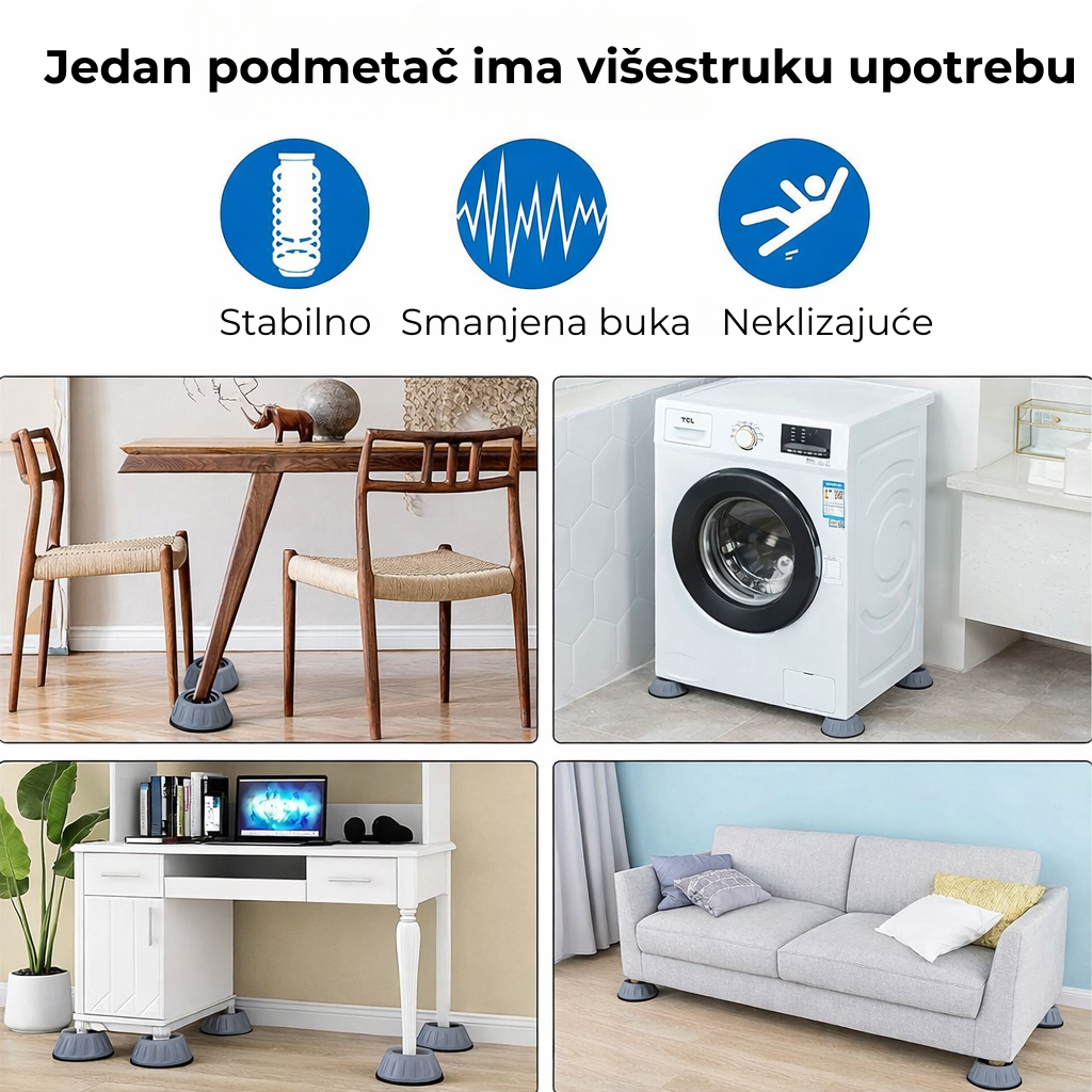 Antivibracioni Podmetači za Smanjenje Vibracija (4 KOMADA)