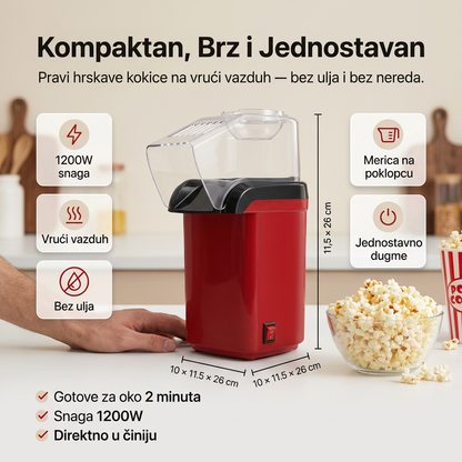Aparat za Kokice Bez Ulja za 2 Minuta