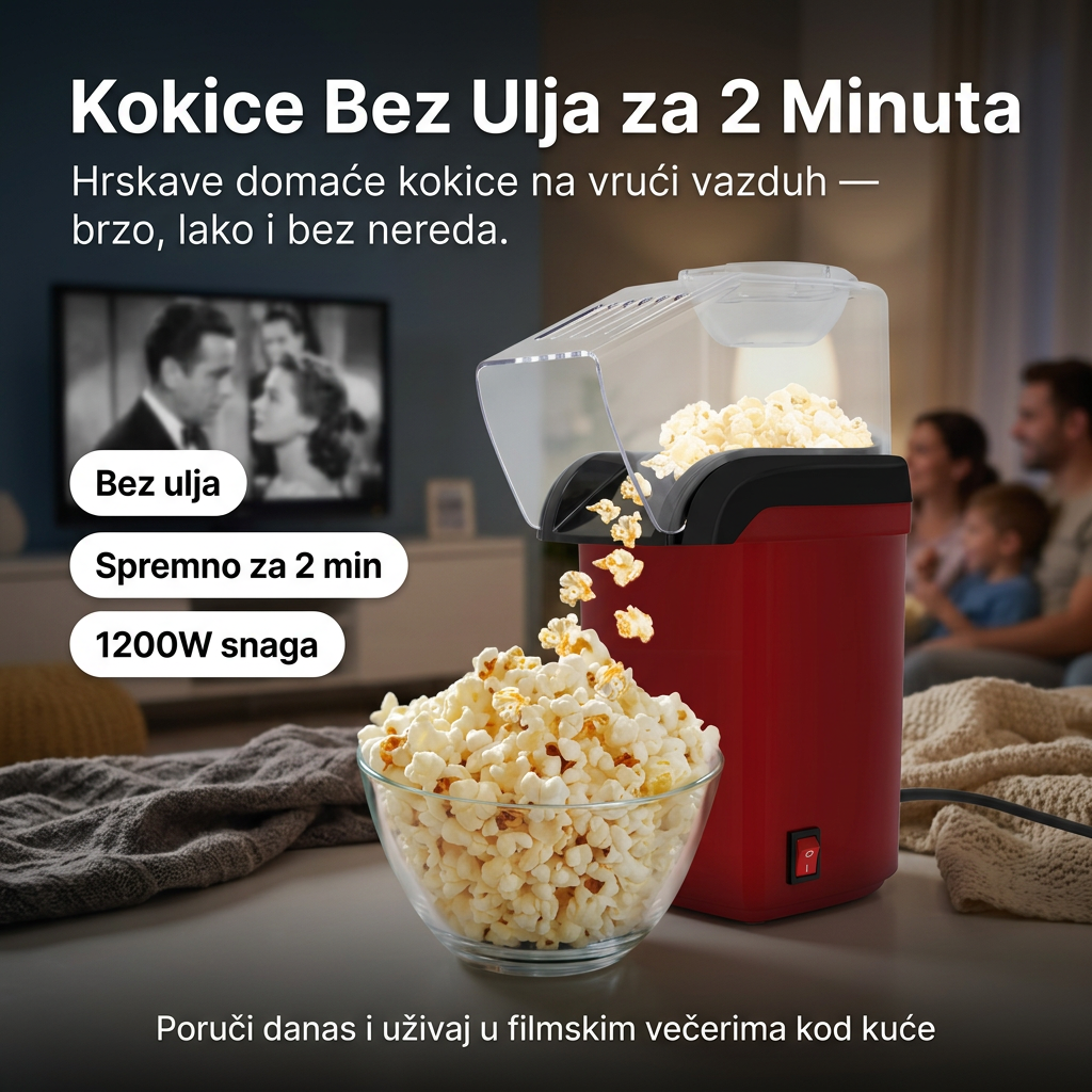 Aparat za Kokice Bez Ulja za 2 Minuta