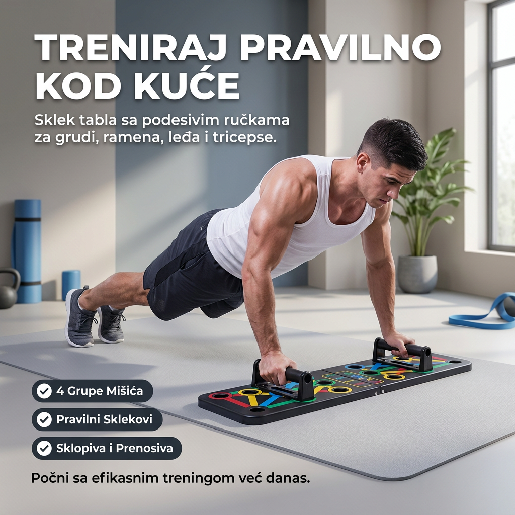 Sklopiva Tabla za Sklekove sa Podesivim Ručkama